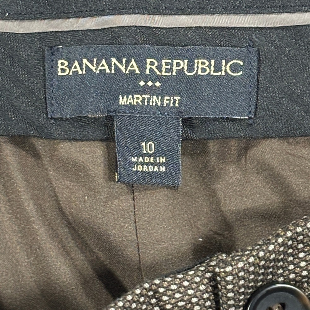 Banana Republic Martin Fit Dress Pants Women 10 Brown Textured Straight Leg - Picture 8 of 11